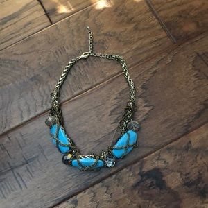 Turquoise and gold statement necklace